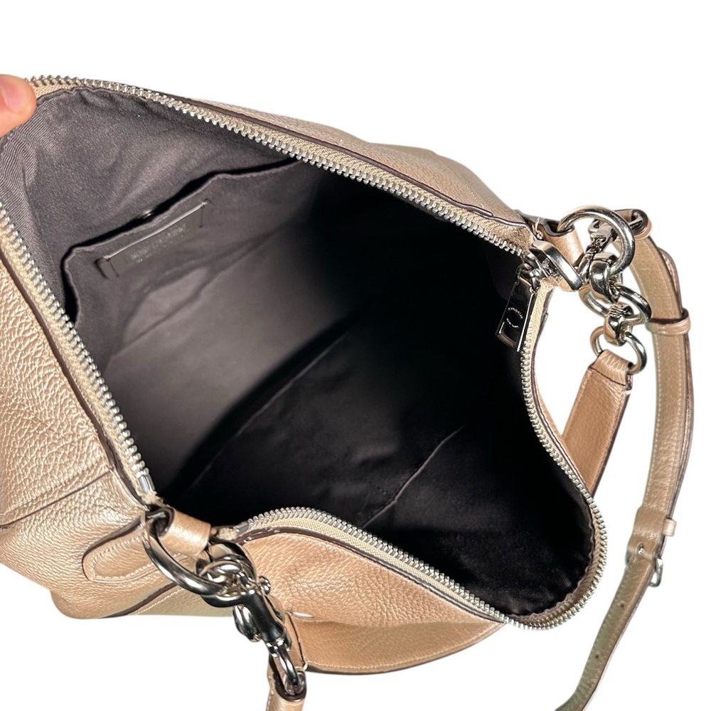 COACH Elle Pebbled Leather Hobo Bag in metallic rose gold - Picture 14 of 16